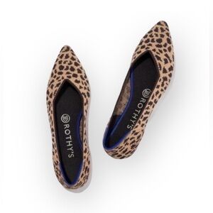Rothy's the Point Leopard Cheetah Animal Print Ballet Flat Shoes Size W7.5